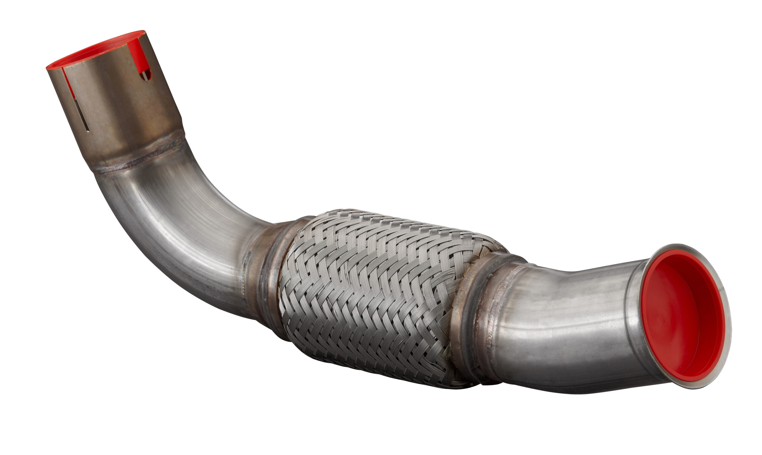 Exhaust tubing assembly with marmon beads and end forms in aluminized steel