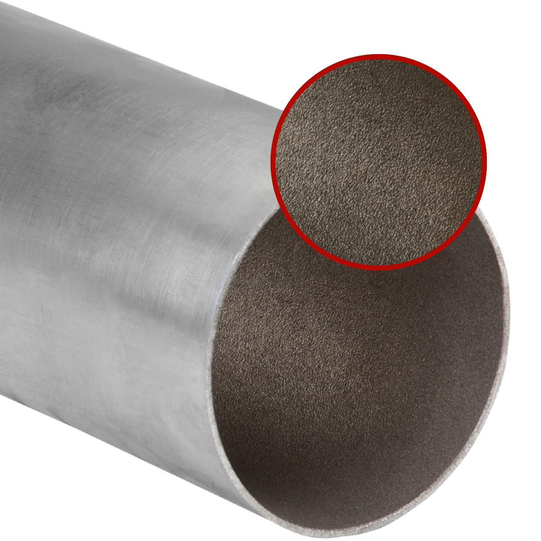 Directional shot peened tube interior showing dimpled surface texture